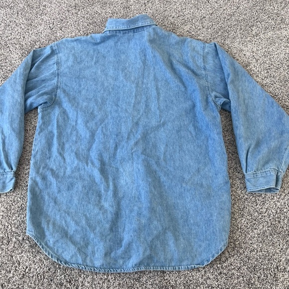Vintage Capacity Light Wash Embroidered Full Sleeve Chambray Shirt Women’s M - Picture 7 of 8